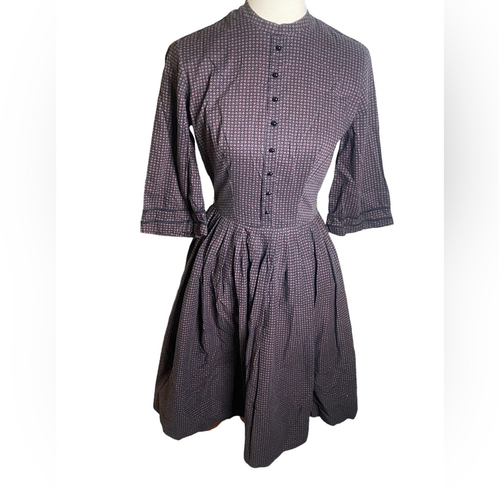Vintage 50s Empire Waist Dress with Back Zipper Closure